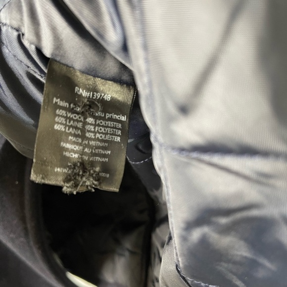 Slate and Stone double breasted faux shearling collar blue navy wool coat medium - Picture 5 of 5